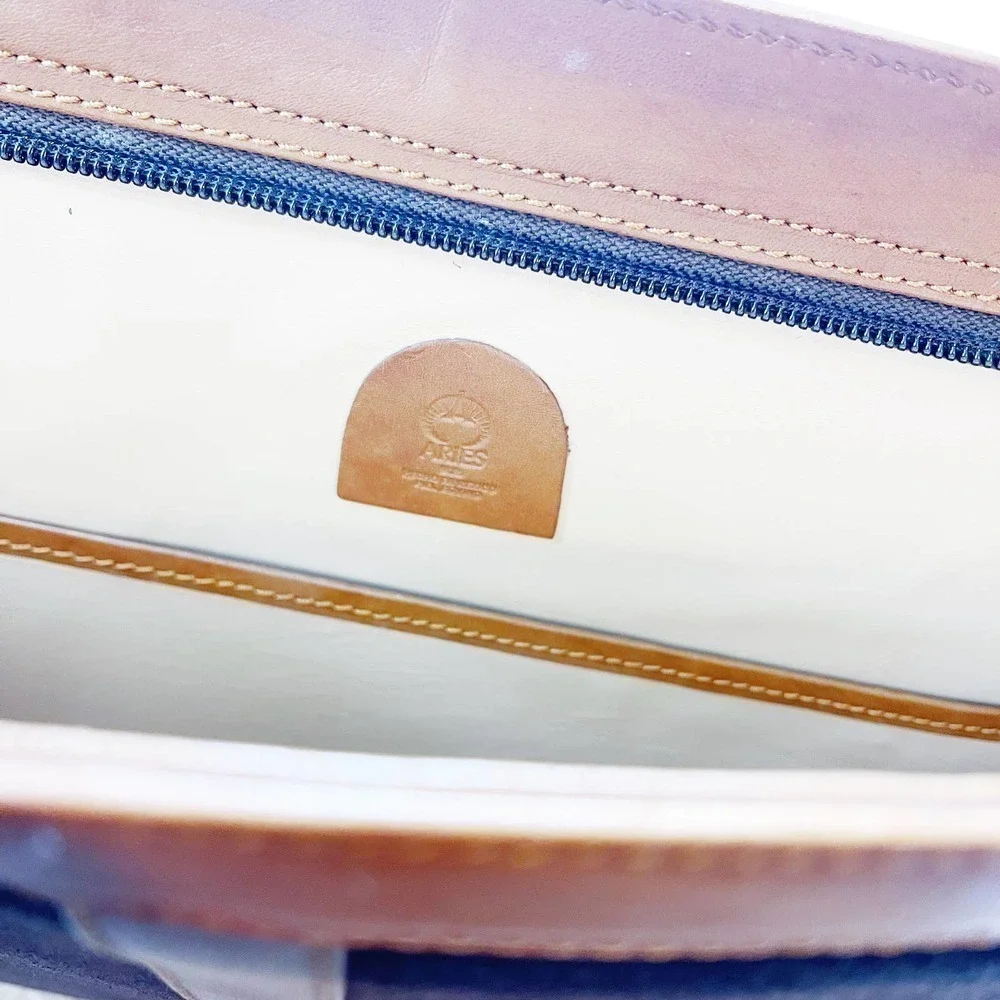 Aries VTG Leather Sueded Suitcase with Amber Handles